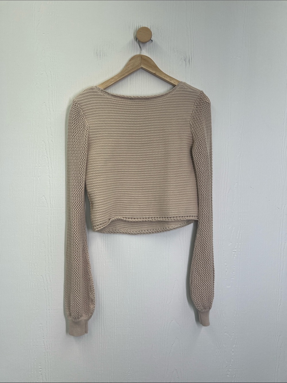 Lulus - Best Essence Beige Knit Square Neck Long Sleeve Sweater Size Small - Picture 11 of 11